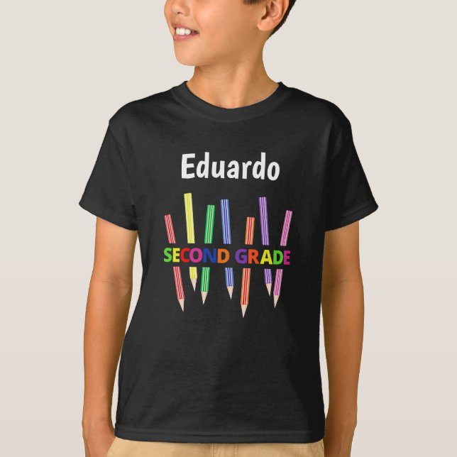 Crayons colorés T-shirt garçon de 2e année 2 (Devant)