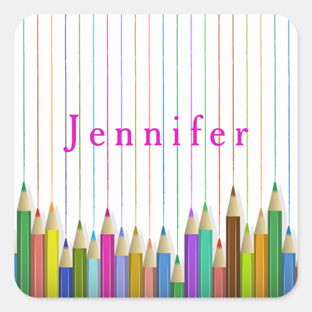 Crayons de couleur personnalisés avec autocollant  (Devant)