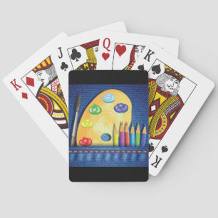 Crayons et cartes de jeu de pinceau
