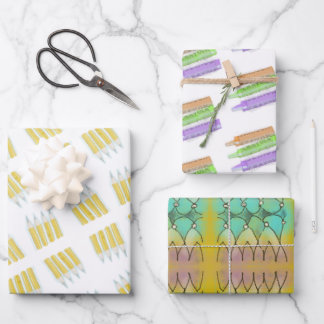 Crayons et crayons et papier d'emballage de doodle