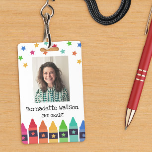 Crayons & Étoiles Badge d'identification coloré po