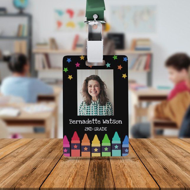 Crayons noirs et étoiles Badge d'identification d' (Créateur téléchargé)