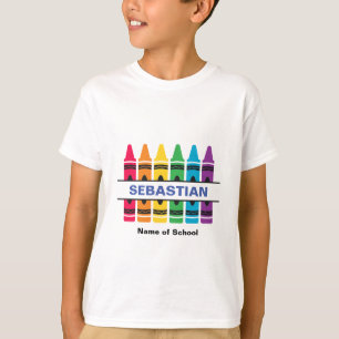 "Crayons" Nom de l'élève et de l'école T-shirt per