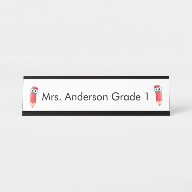 Crayons Rouges Mignons Plaque de Bureau Personnali (Devant)