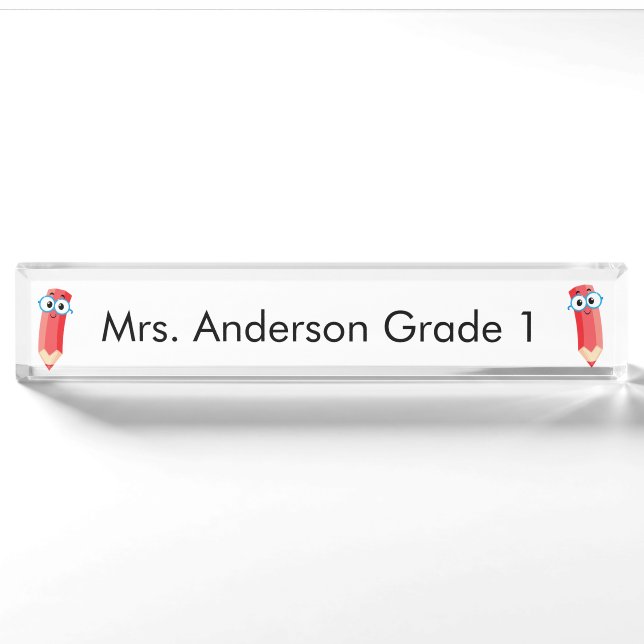 Crayons Rouges Mignons Plaque de Bureau Personnali (Devant)