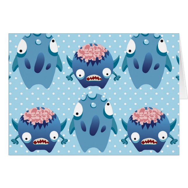Crazy Blue Monsters amusants Créatures Cadeaux pou (Devant Horizontal)