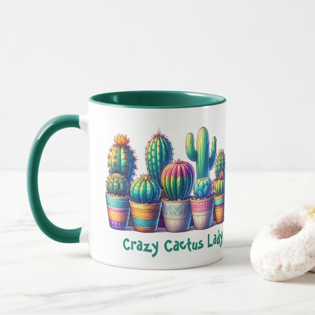 Crazy Cactus Nom de la dame Mug (Avec donut)