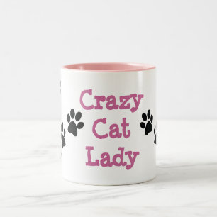 Crazy Cat Lady Pawprints Design Café Mug