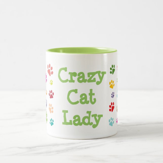 Crazy Cat Lady Pawprints Design Café Mug (Centre)