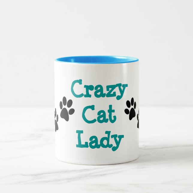 Crazy Cat Lady Pawprints Design Café Mug (Centre)