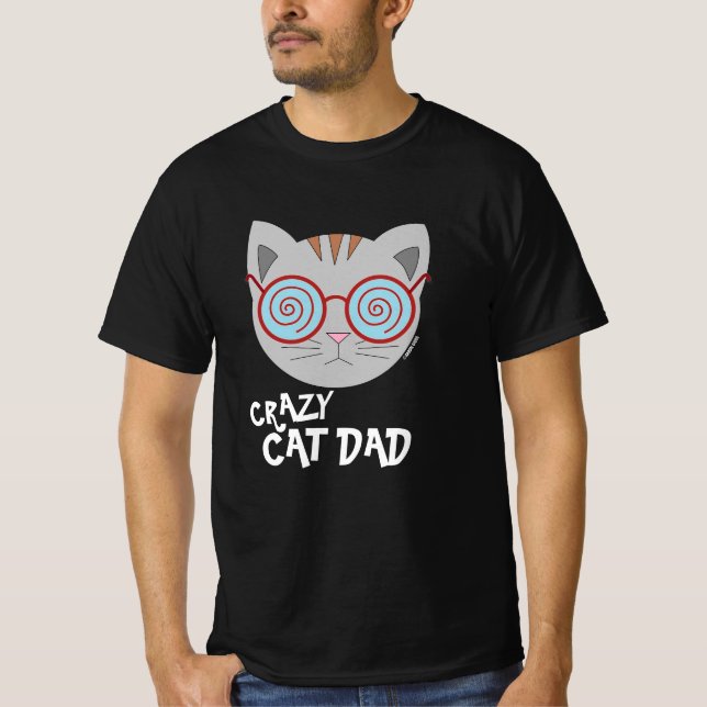 CRAZY CAT PAPA Eyeglasses Cat Black T-shirt (Devant)