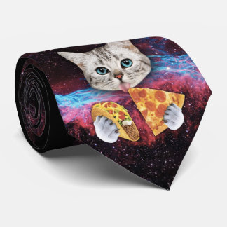 Crazy Cat Taco Pizza Cravate spatiale