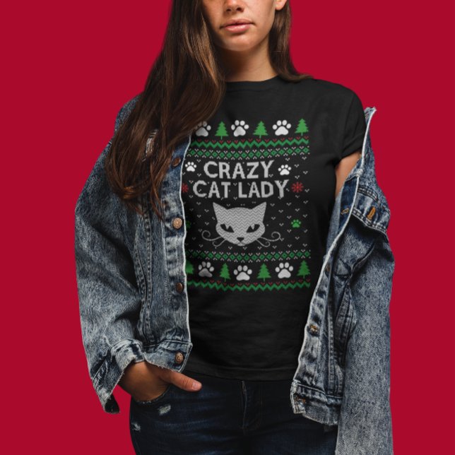 Crazy Chat Lady Vilain Sweat de Noël (Créateur téléchargé)