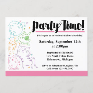 Crazy Cute Cats Anniversaire Fête Invitation Perso