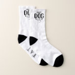 Crazy dog Socks<br><div class="desc">La femme folle, A fun pair de white socks, design monogram et nom. These designed on the larger size of sock. If you choose a small sizer, the design element may need altering.</div>