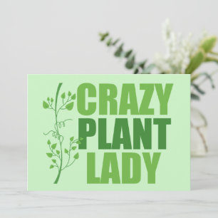Crazy Plante Lady Cute Green Botaniste Card