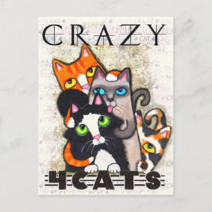 Crazy pour chats carte postale