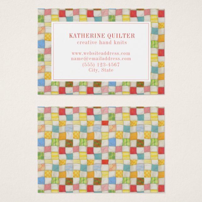 CRAZY QUILT 3,5x2,5 Carte de visite (Devant & derrière)
