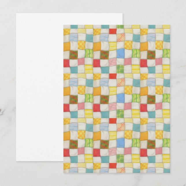 CRAZY QUILT 4.5x6.25 Carte plate / Vertical (Devant / Derrière)