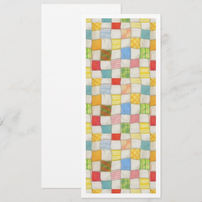 CRAZY QUILT 4x9.25 Carte plate / Blanc / Verticale (Devant / Derrière)