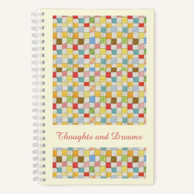CRAZY QUILT 5.5x8.5 Carnet spiral - Jaune (Recto)