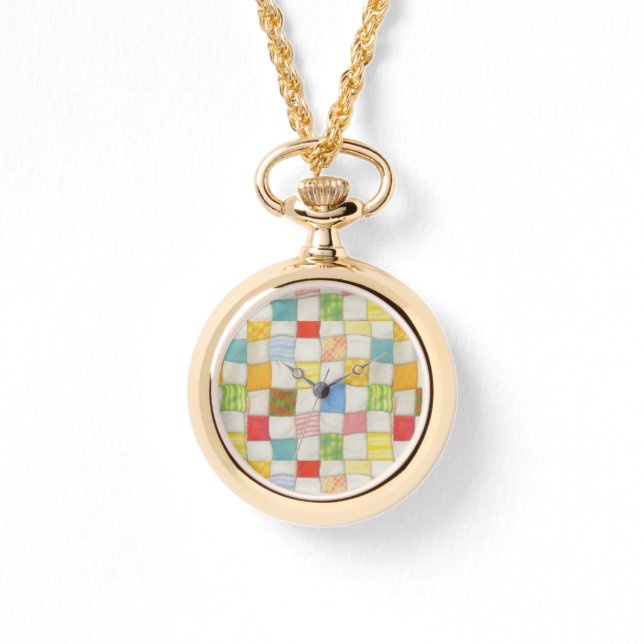 CRAZY QUILT Gold Collier Watch (Recto)