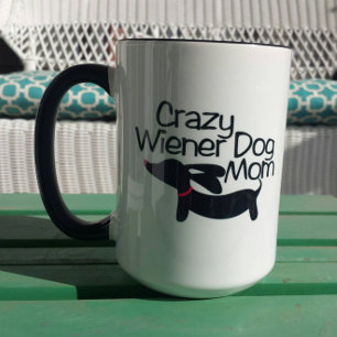 Crazy Wiener Chien Maman Ringer Coffee Mug