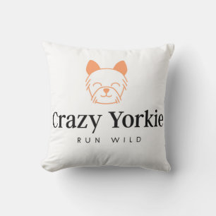 Crazy Yorkie Coussin de bascule 16" x 16"