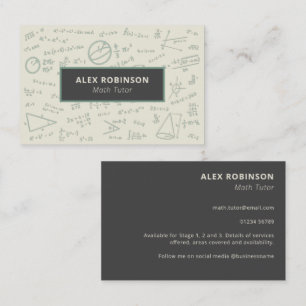 Cream Algebra Math Tutor carte de visite