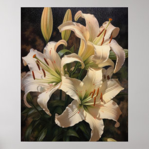 Cream Lily Flowers Art Imprimer Poster