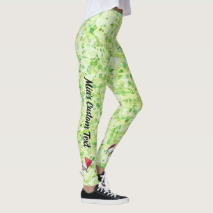 Cream Lime Green Piano Book Leggings