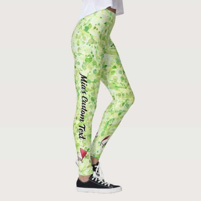 Cream Lime Green Piano Book Leggings (Droite)