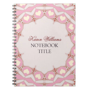 Cream Love Hearts Pink Pastel Carnet dentelle