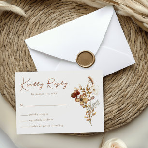 Cream & Terracotta Fleur sauvage Boho Wedding RSVP
