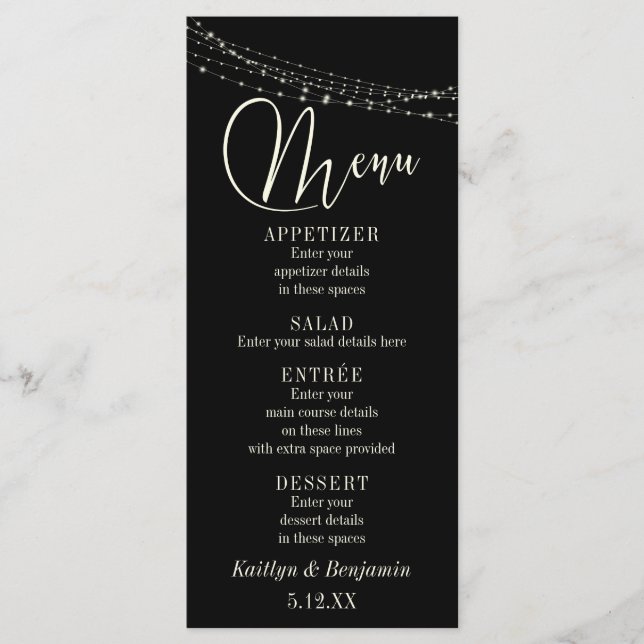 Cream Typographie 32, Menu Chaînes Lumineuses Noir (Devant)