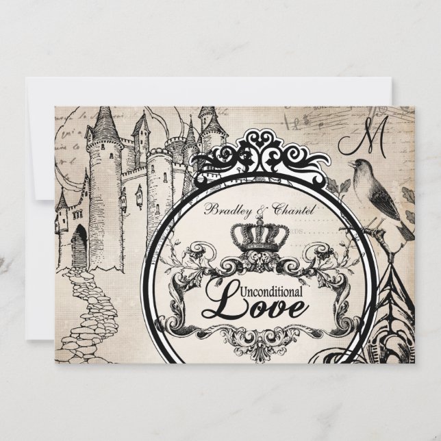Cream Unconditionnel Love 5x7 Faire-part de mariag (Devant)