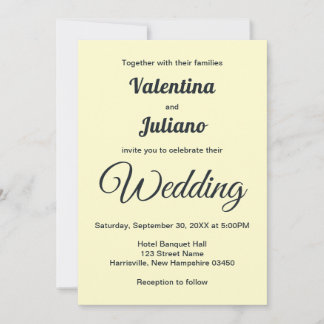 Cream With Slate Text Wedding Invitation