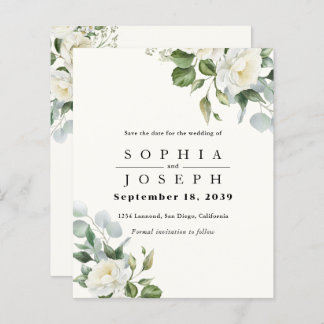 Creamy Floral Eucalyptus Wedding Save the date