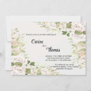  Creamy Rose Wedding  Template Invitation