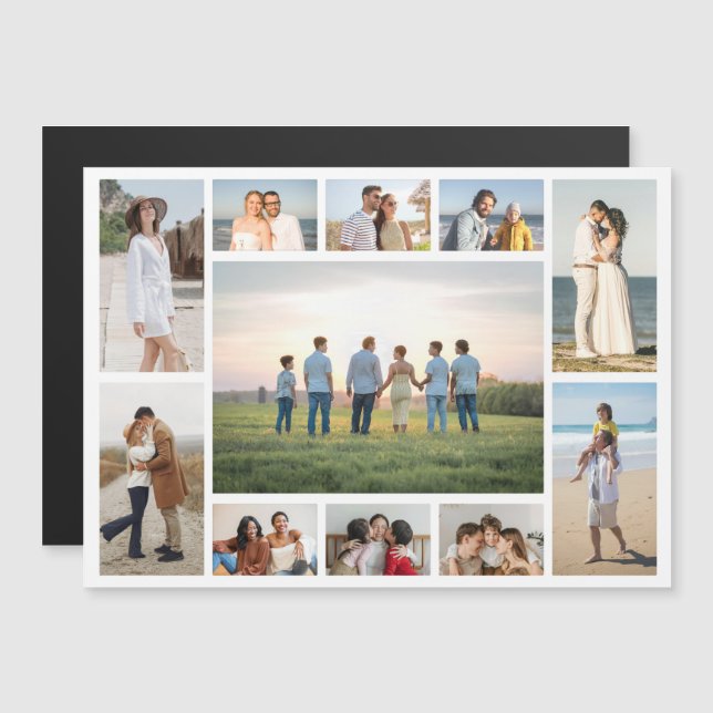 Create Your Own 11 Photo Collage Magnetic Card (Devant / Derrière)