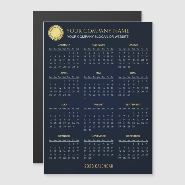 Create Your Own 2026 Company Calendar | Magnet (Devant / Derrière)
