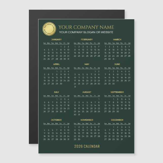 Create Your Own 2026 Company Calendar | Magnet (Devant / Derrière)