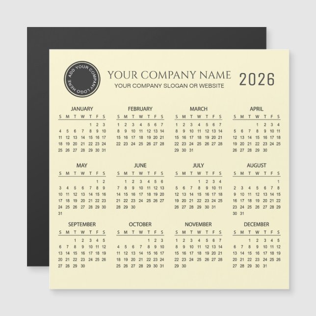 Create Your Own 2026 Company Calendar | Magnet (Devant / Derrière)