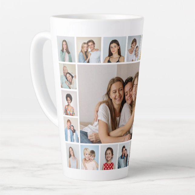 Create Your Own 21 Photo Collage Latte Mug (Angle gauche)