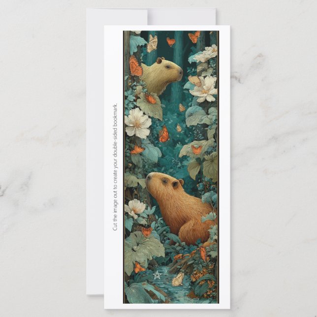 Create Your Own Capybara Flowers Bookmark Card (Devant)