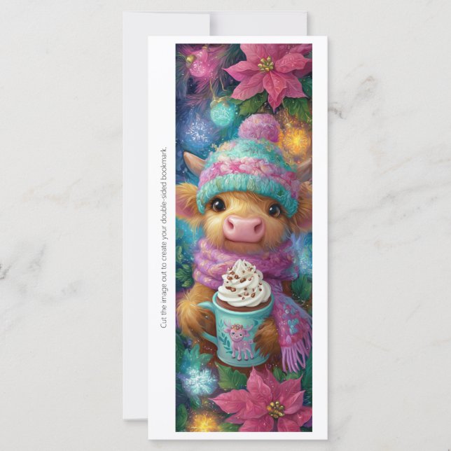 Create Your Own Cozy Highland Calf Bookmark Card (Devant)