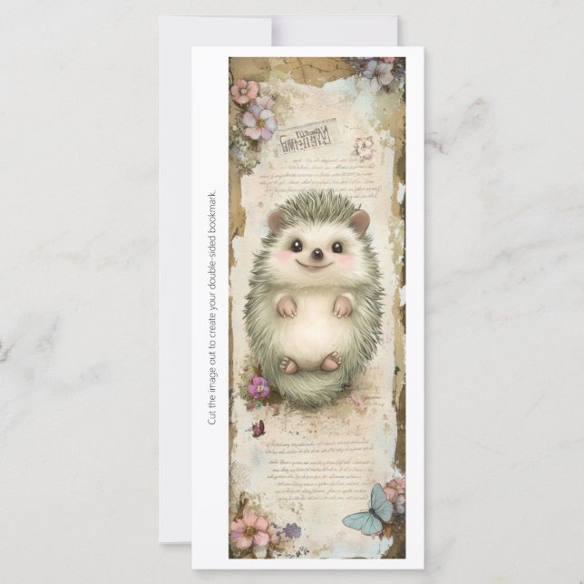 Create Your Own Cute Hedgehog Bookmark Card (Devant)