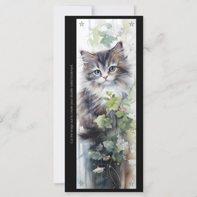 Create Your Own Fluffy Kitten Vine Bookmark Card (Devant)