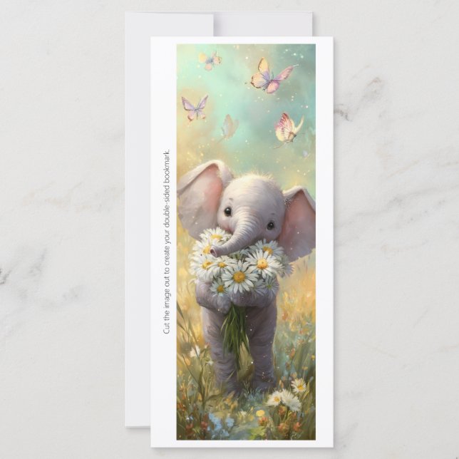 Create Your Own Happy Daisy Elephant Bookmark Card (Devant)
