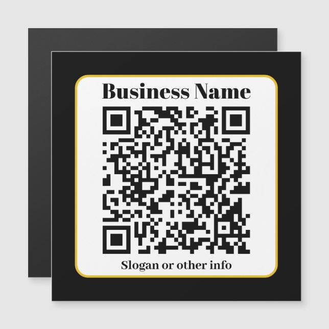Create Your Own QR Code | Black White Gold Border (Devant / Derrière)